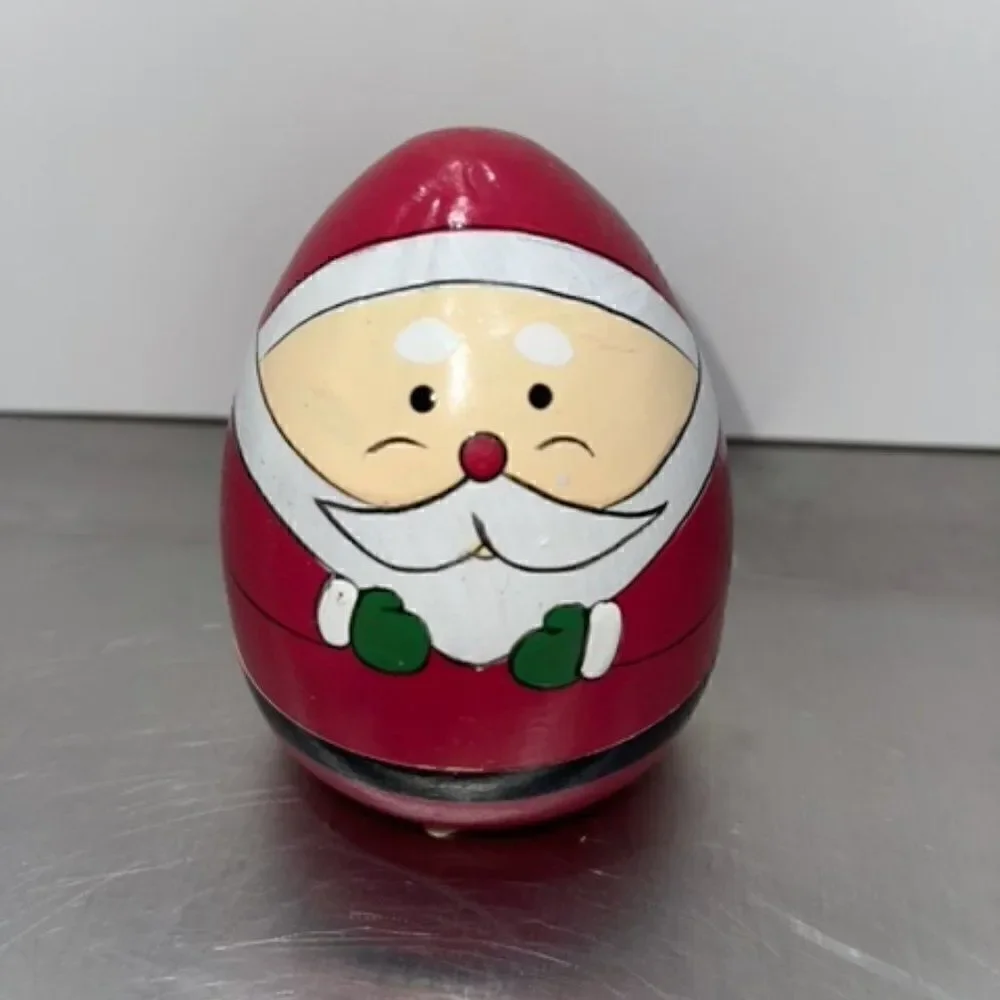 Wooden Santa Nesting Doll 3 Hand painted 3.5